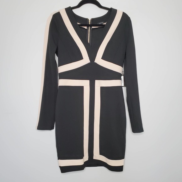 ENTRY • Babe Society Black Nude Patience Two Toned Mini Dress Sz L - Picture 2 of 8